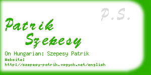 patrik szepesy business card